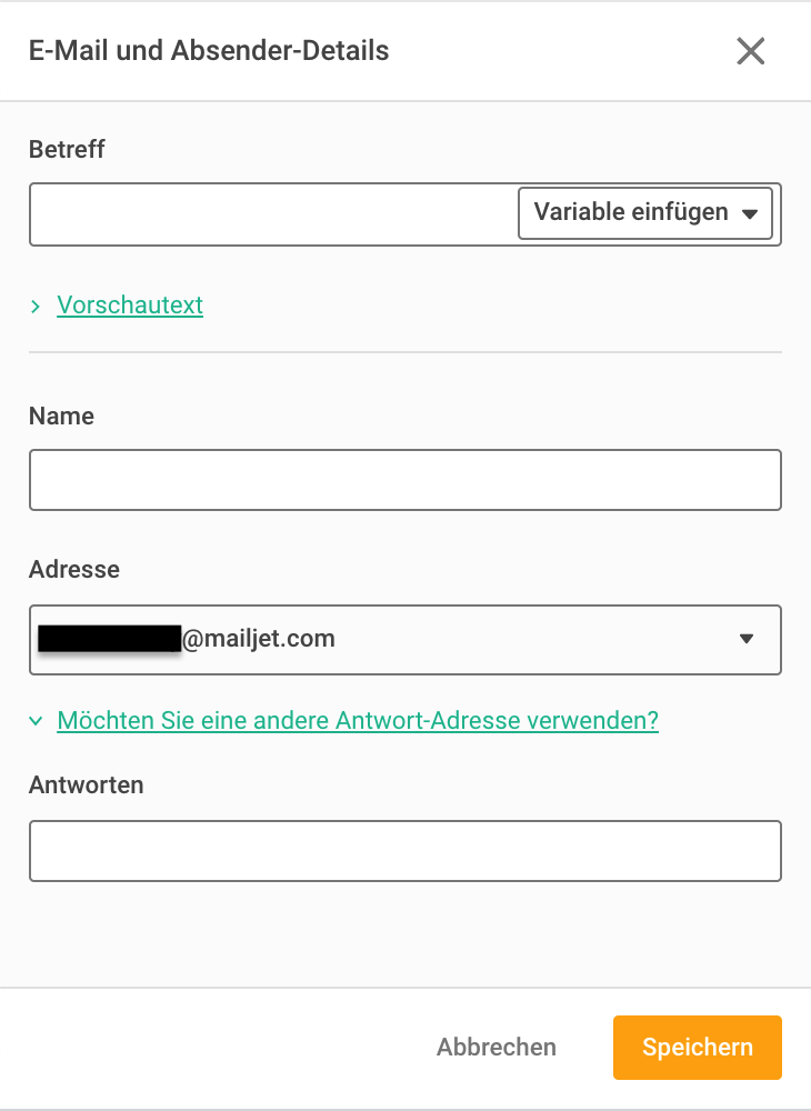 Email und absender-details
