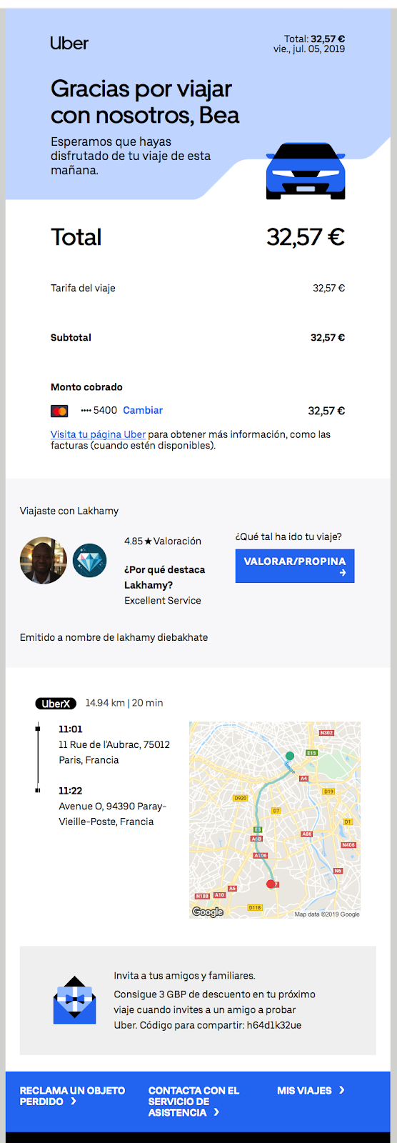 Email marketing Uber